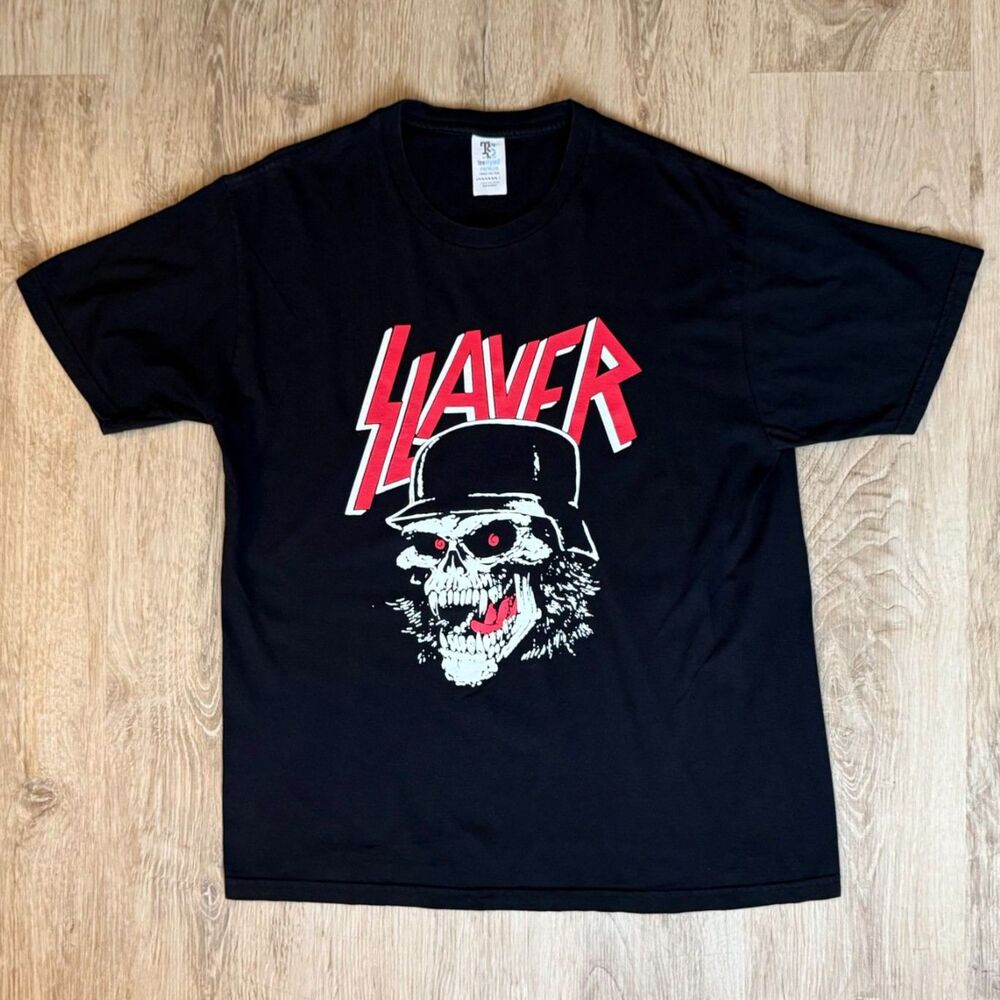 Slayer Graphic Wehrmacht T-Shirt Skull Soldier Black Red Large Metal Band Tee